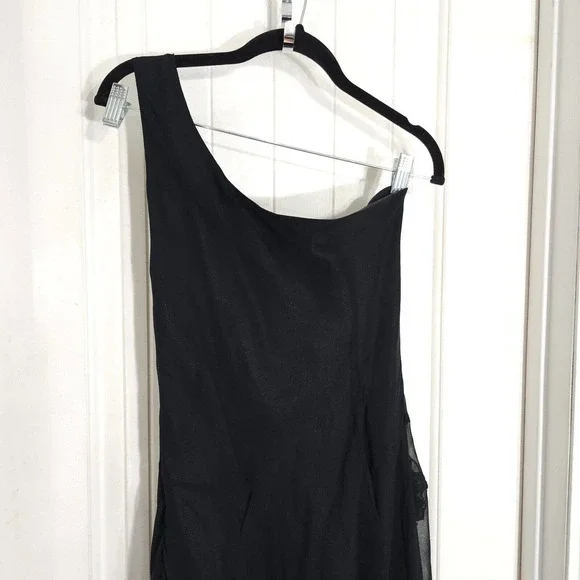 Sue Wong Womens Slip Dress Black Silk Rosette Midi Peasant Vtg 90s Y2K Fairy 14 - Picture 10 of 12